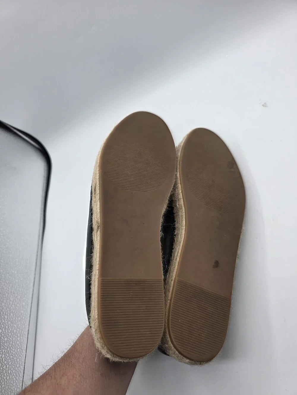 GAP Womens Espadrilles Black Leather Shoes Size 10 - 11 Natural Neutral Preppy